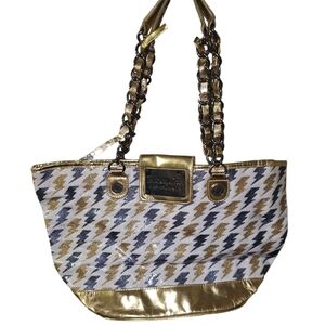 💰Betseyville By Betsey Johnson Gold and White Designer Tote Bag